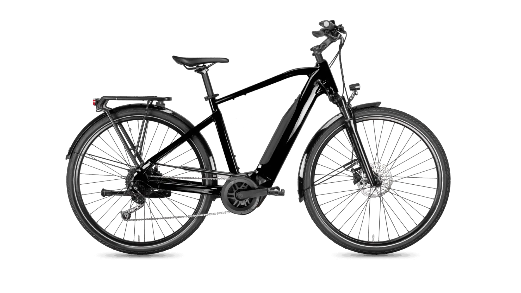 Electric commuter bicycle on a dark studio background